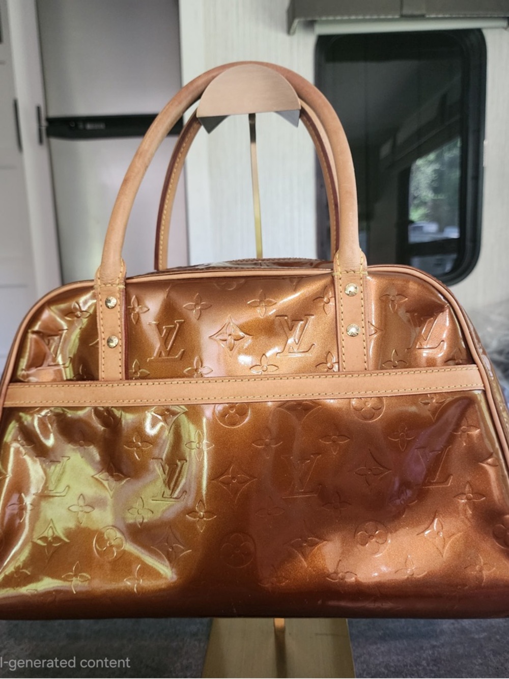 Louis Vuitton Metallic Copper Vernis Monogram Satchel